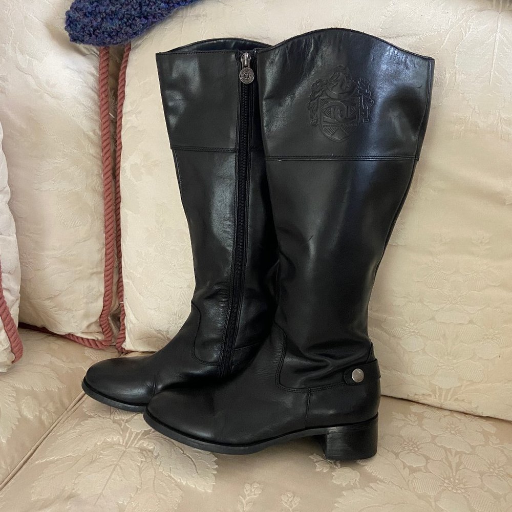Etienne Aigner Black Leather Boots - Excellent Condition - Size 9